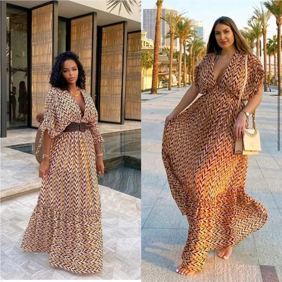 Fashion Nova Breaking Free Plunge Maxi Sundress Sz M - Picture 3 of 12